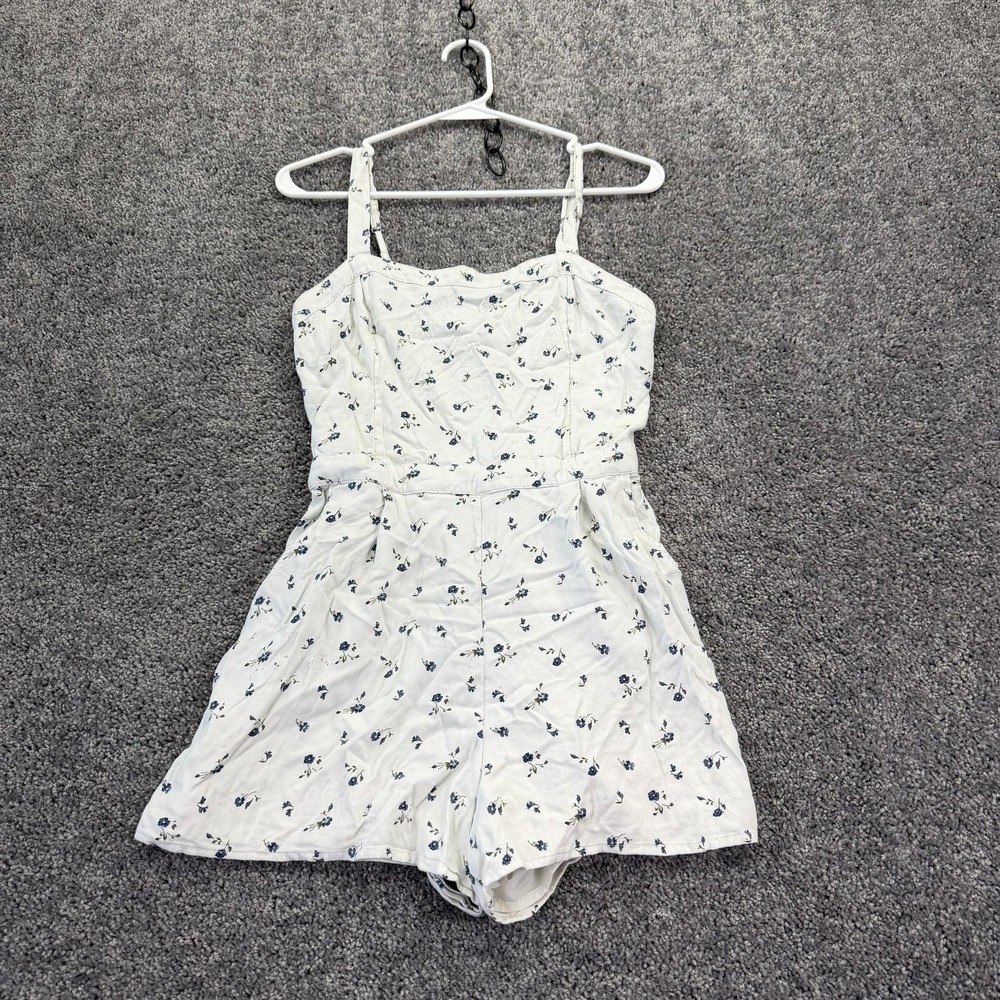 Hollister Romper Juniors M White Floral Sweetheart Spaghetti Strap Summer